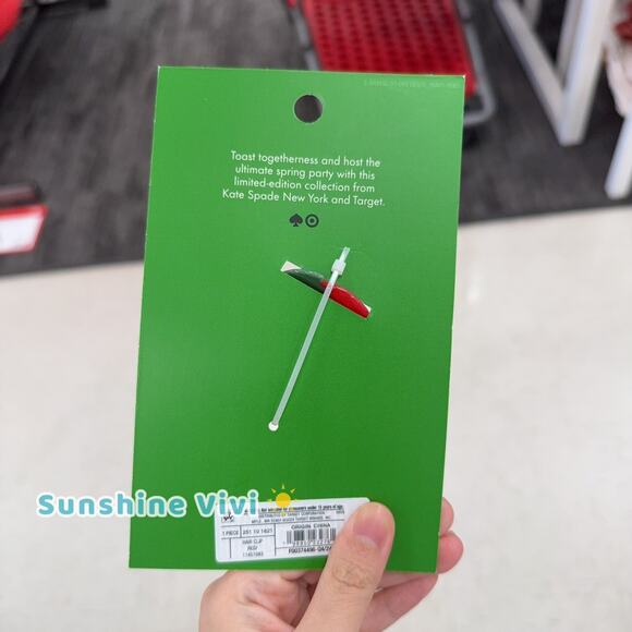 NWT Strawberry Hair Claw Clip kate spade new york x Target Red SHIP FAST - Picture 2 of 3